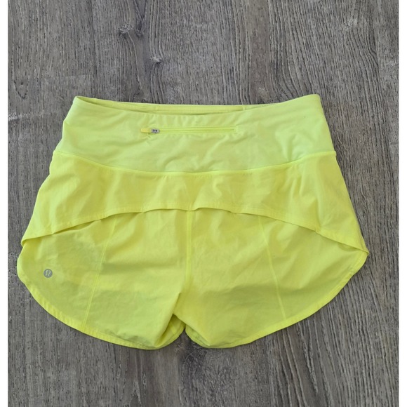 Lululemon Speed Up Low-Rise Lined Shorts 2.5 Electric Lemon Neon Yellow Size 8 - Picture 3 of 5